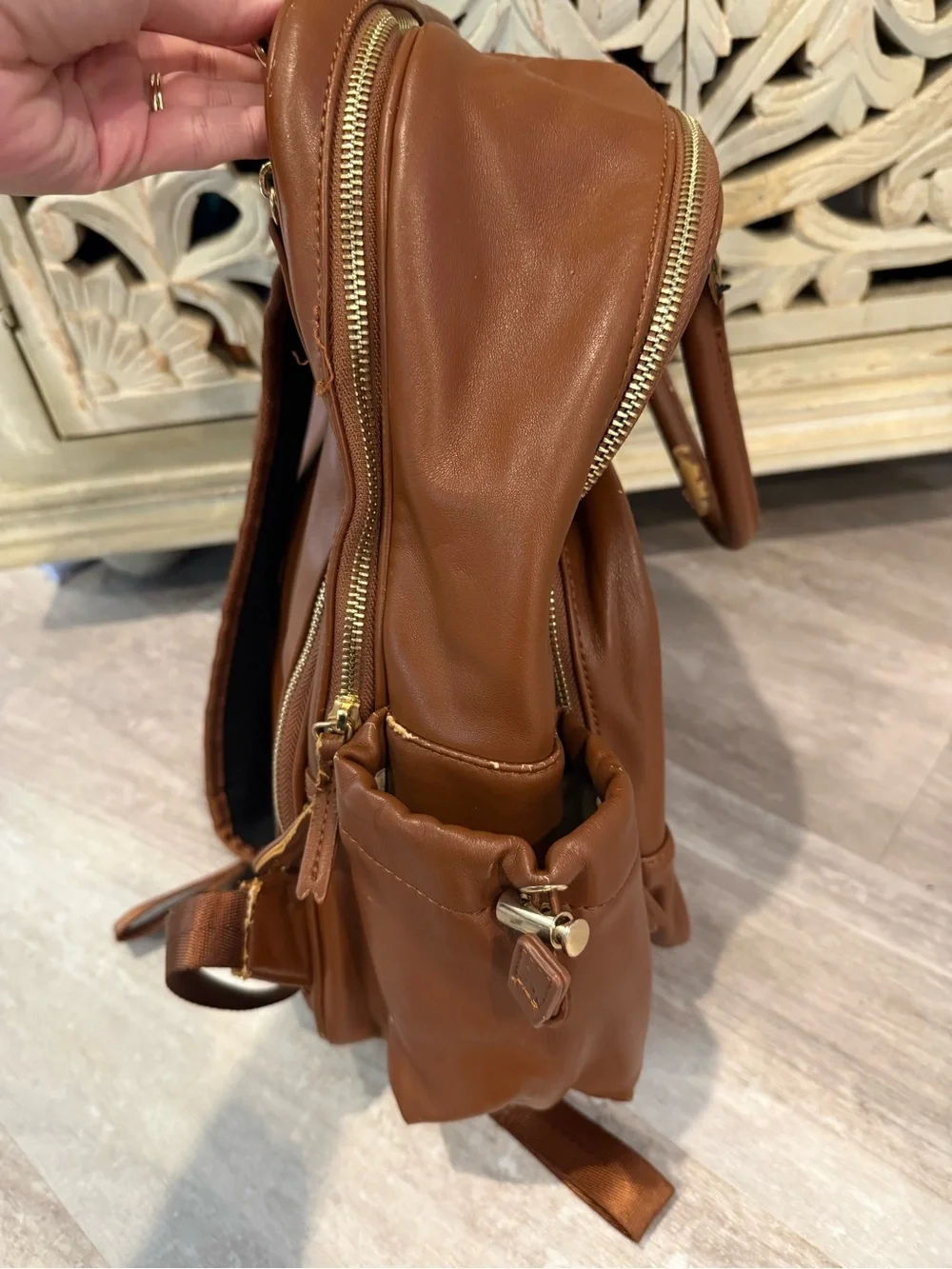 JuJuBe Million Pockets Deluxe Backpack Spice Brown Vegan Leather Diaper Bag